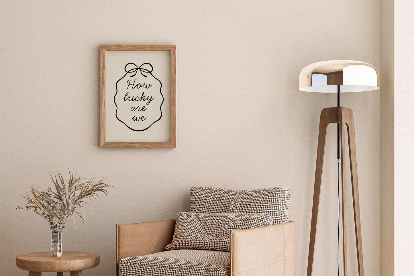 minimalist gallery wall quote poster how lucky are we