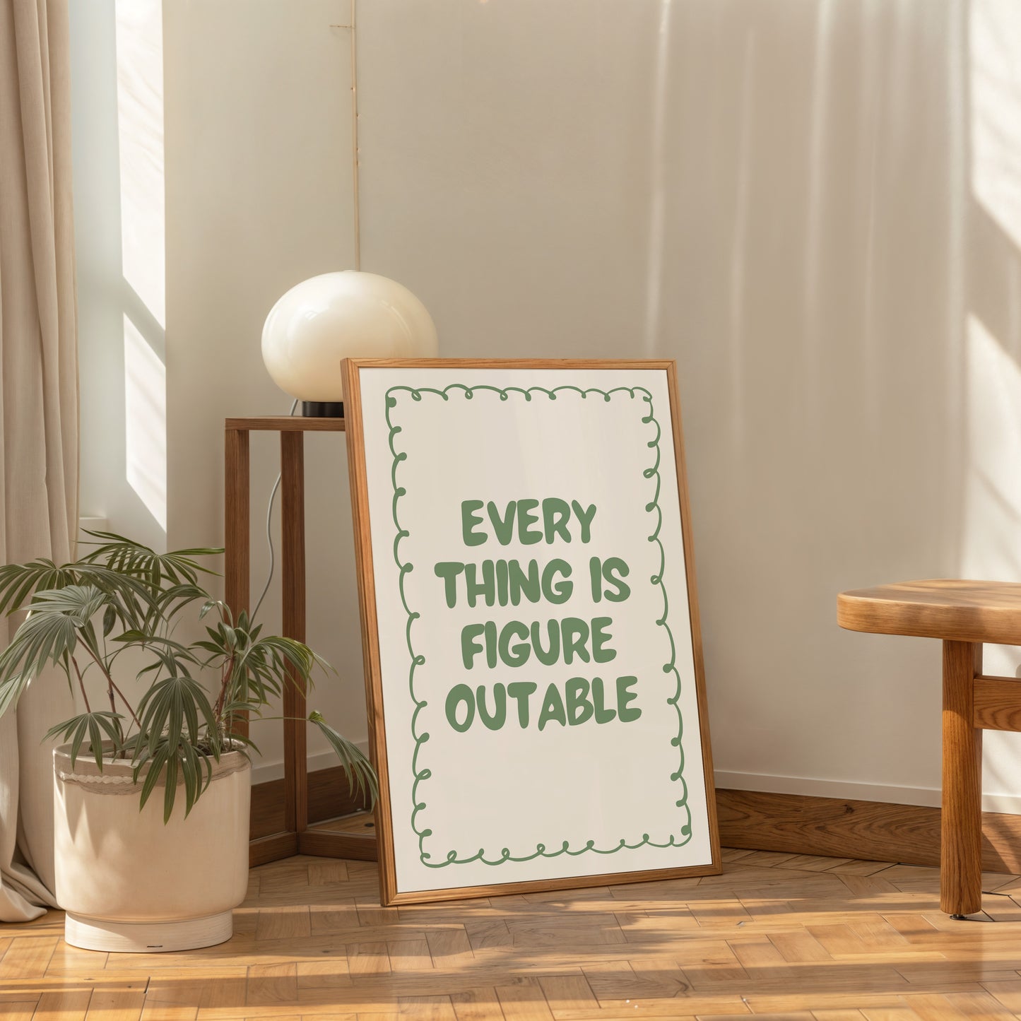 Minimalist quote poster Everything Is Figureoutable modern wall art decor