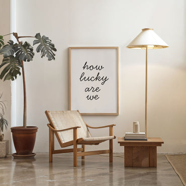 how lucky are we typography poster minimalist green wall art living room decor