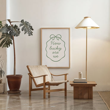 minimalist inspirational quote poster how lucky are we