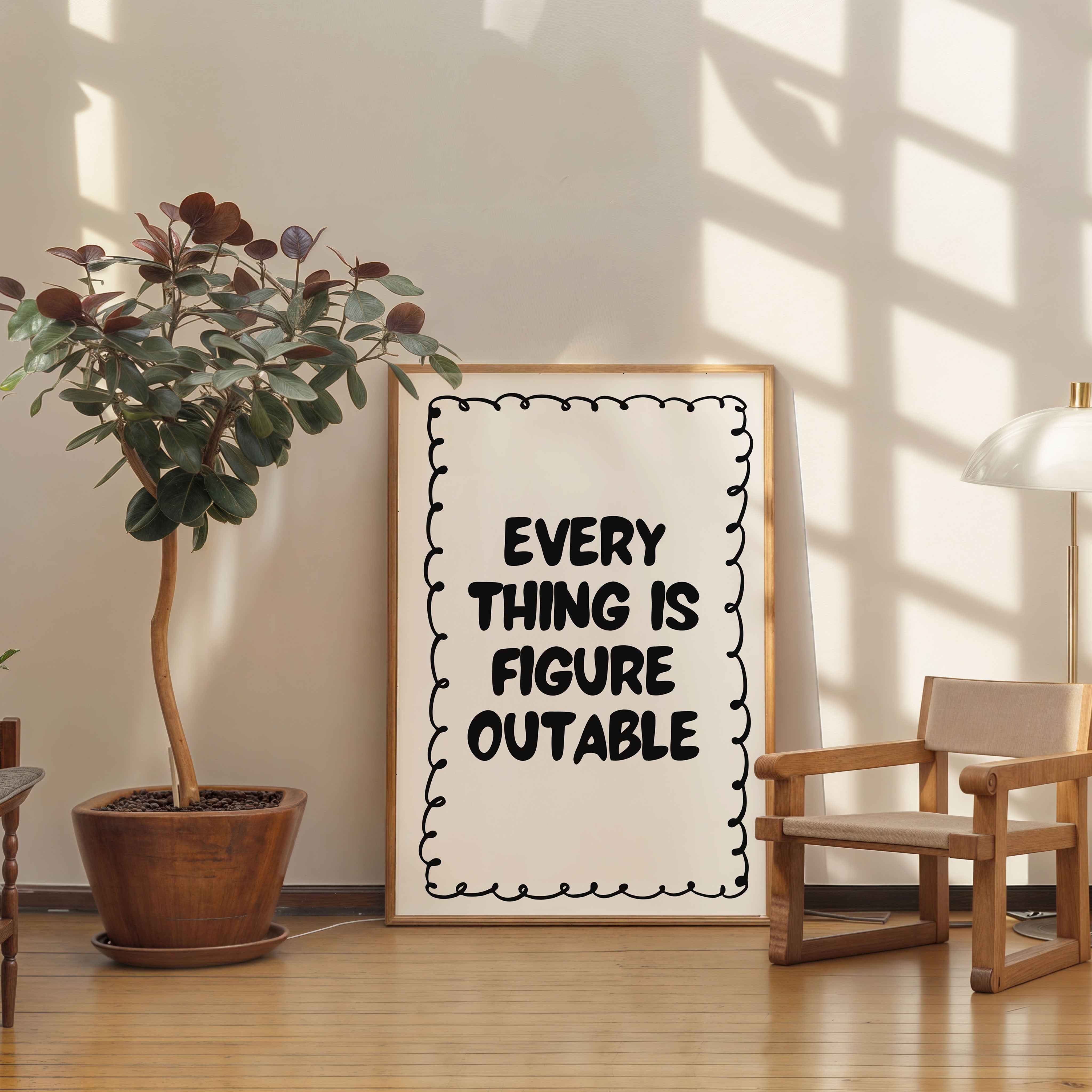 Everything Is Figureoutable motivational quote poster minimalist typography wall art