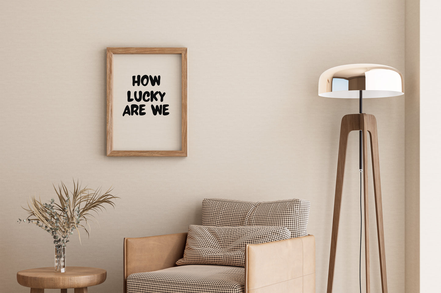 how lucky are we minimalist typography poster modern wall decor living room