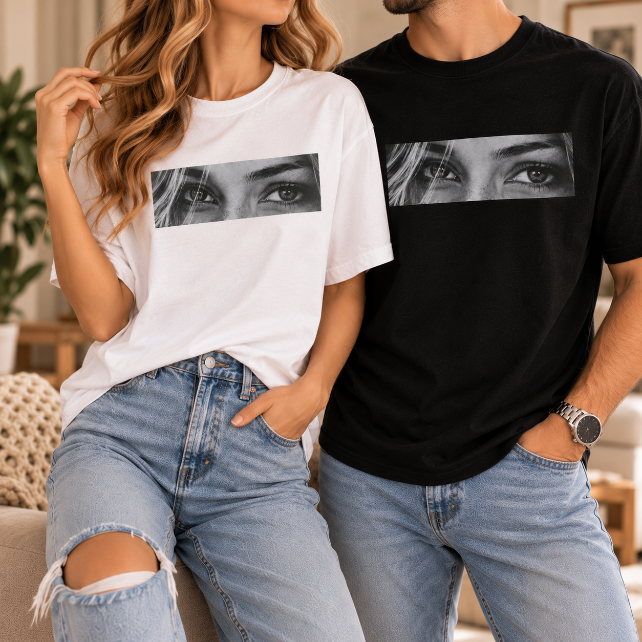 Custom eye photo T-shirt personalized with a loved one's eyes