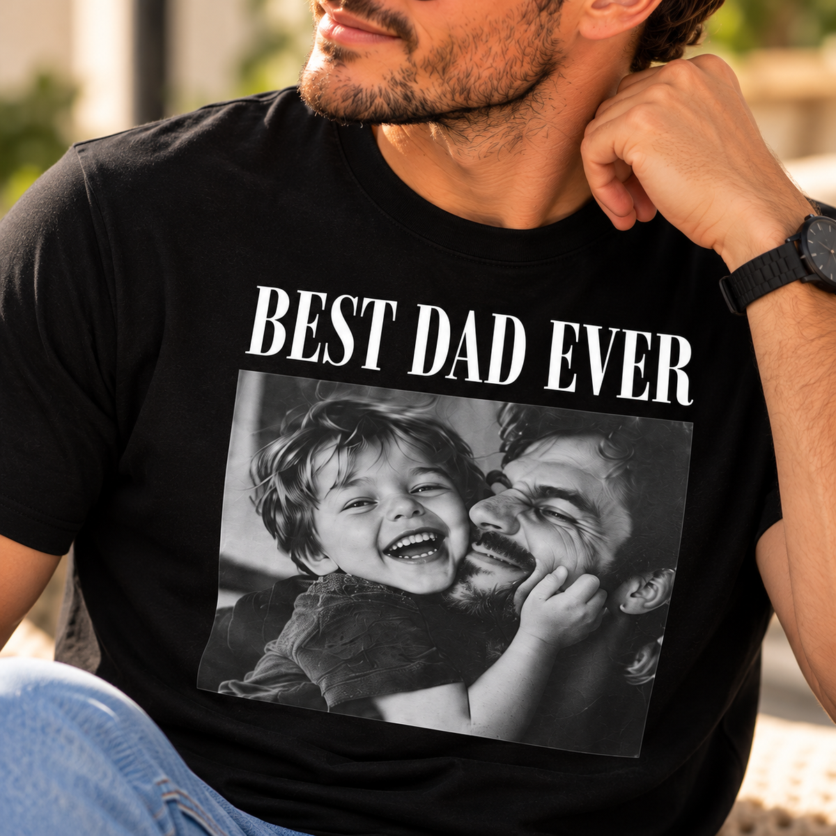 Custom Dad Photo T-Shirt | Personalized Text Tee