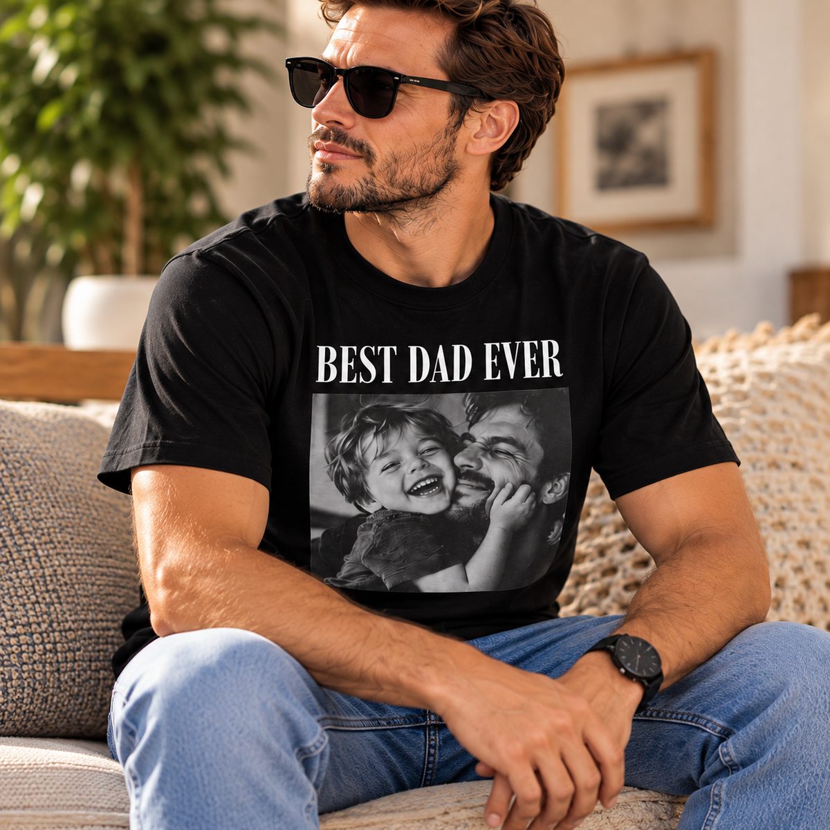 Custom Dad Photo T-Shirt | Personalized Text Tee