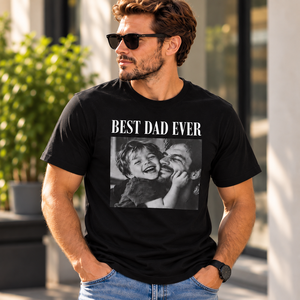 Custom Dad Photo T-Shirt | Personalized Text Tee