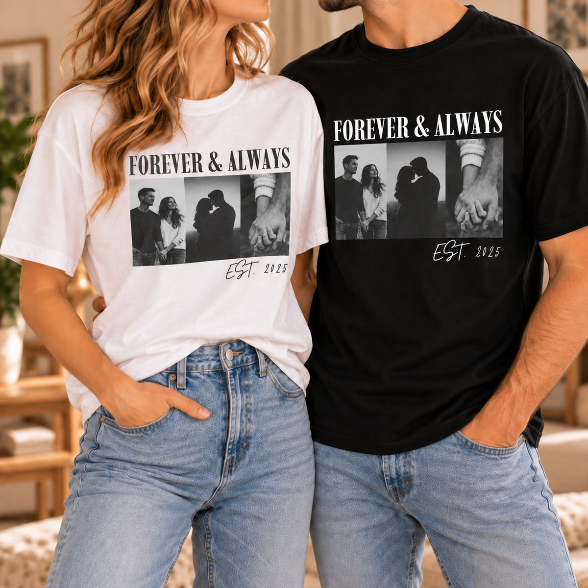 Custom couple memory shirt with photo and anniversary date