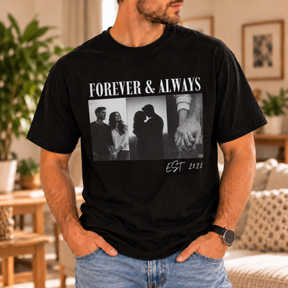 Personalized love T-shirt with couple photo and names