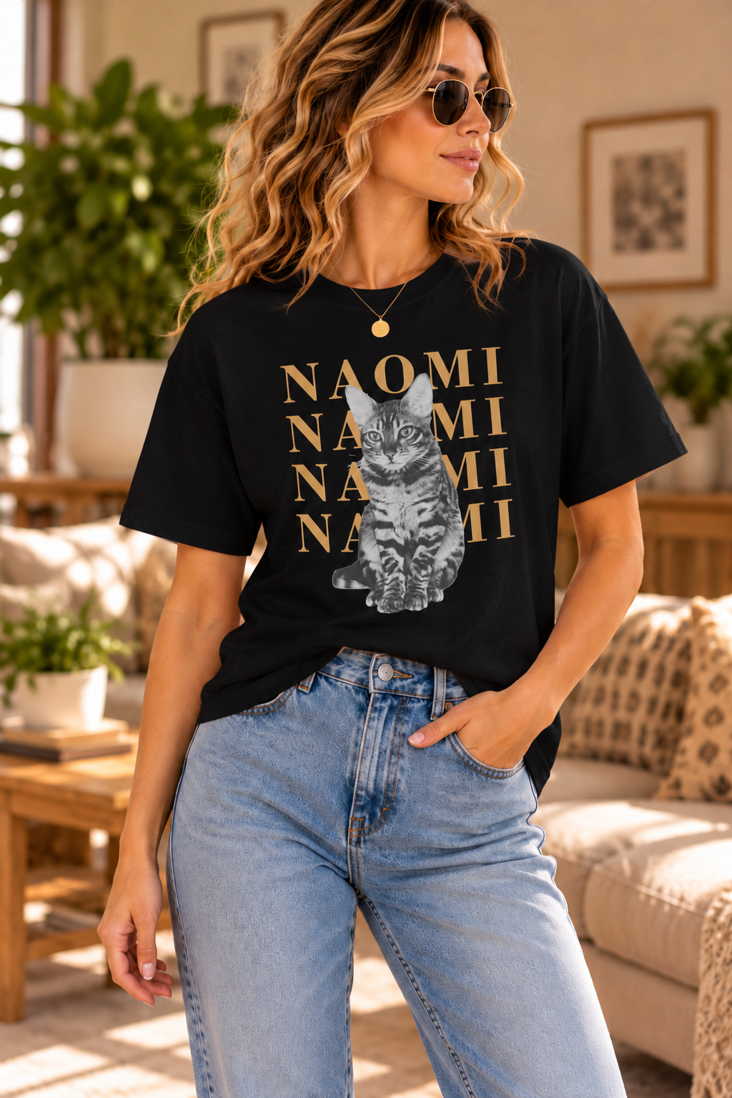 Custom pet photo T-shirt featuring a personalized pet portrait