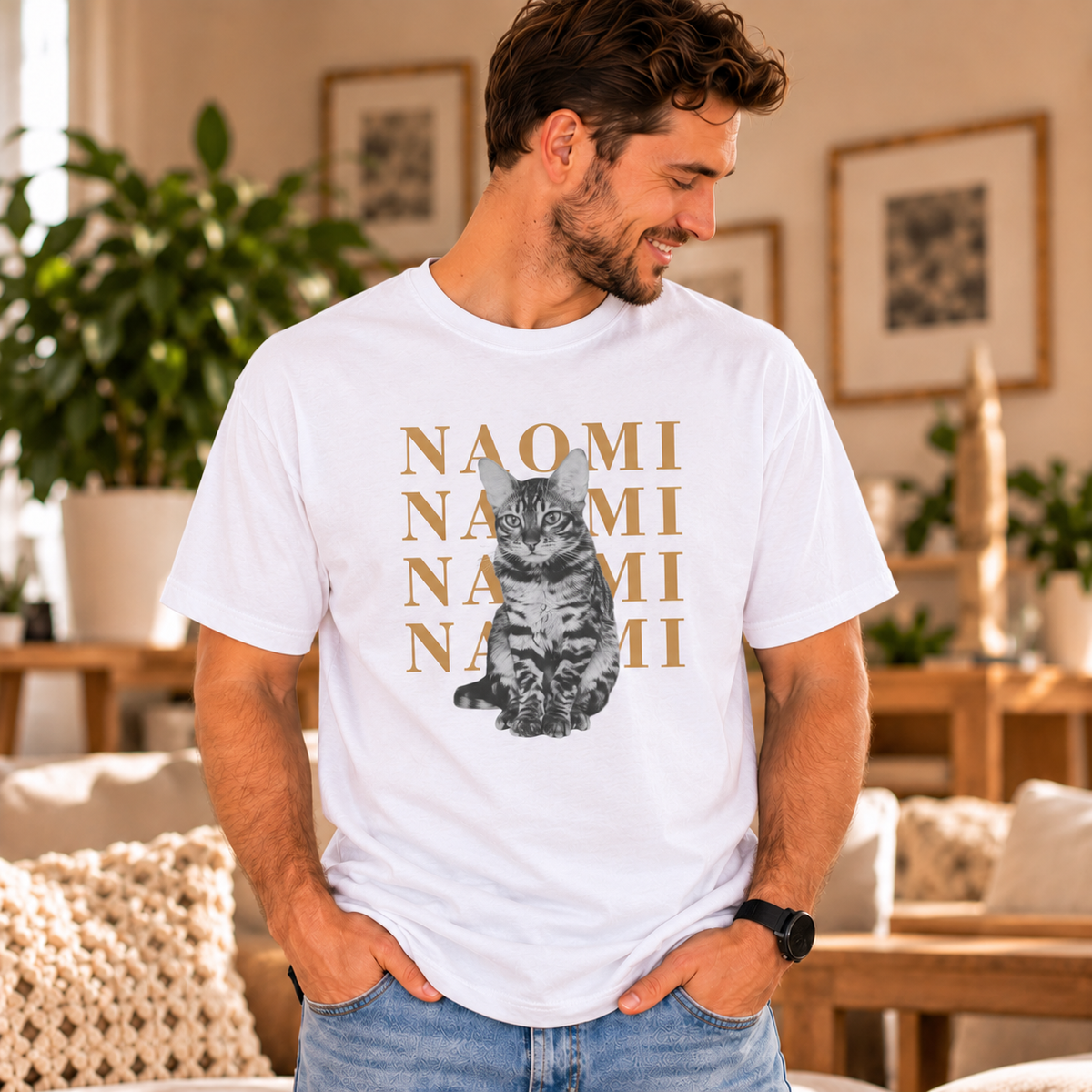 Custom pet picture T-shirt with a personal message