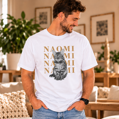 Custom pet picture T-shirt with a personal message