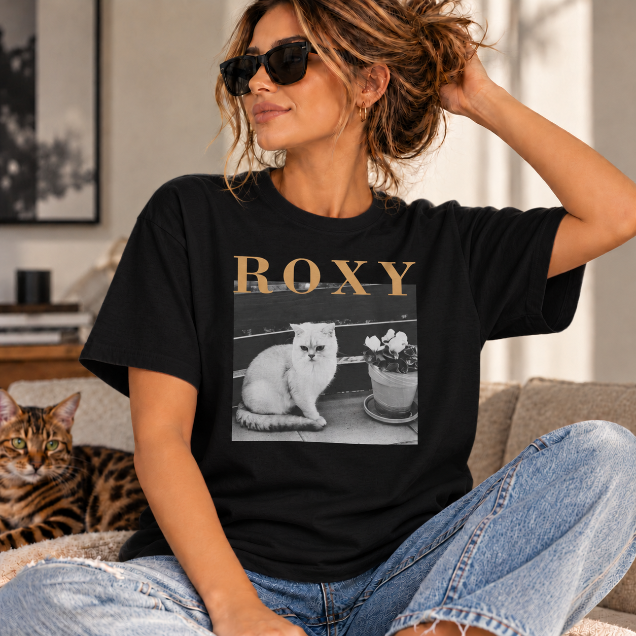 Custom dog or cat photo shirt personalized with pet name