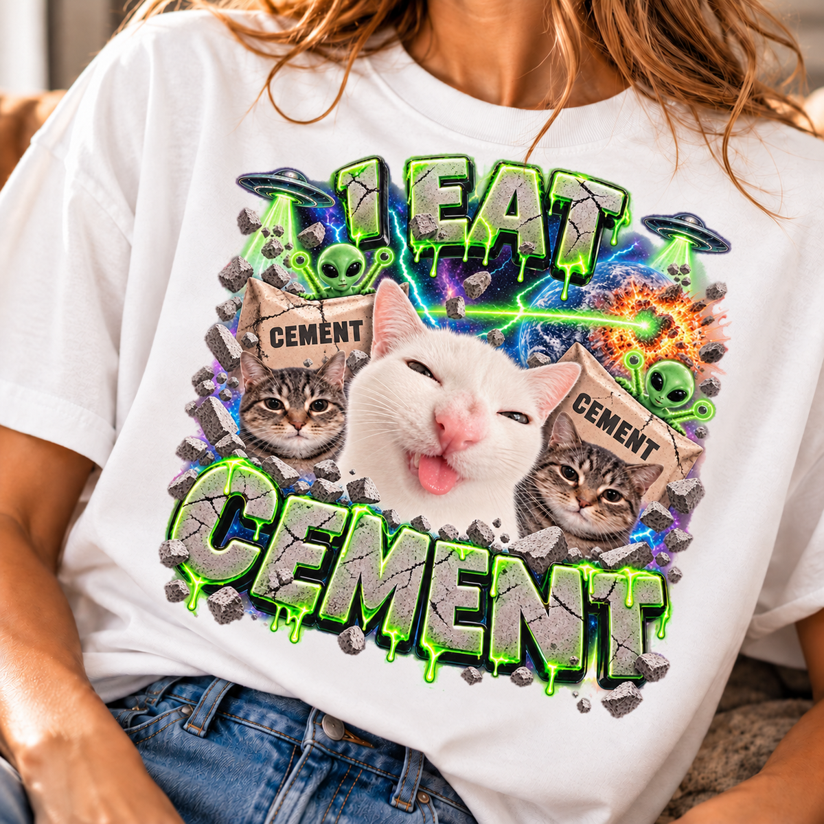 I Eat Cement funny graphic T-shirt product image
