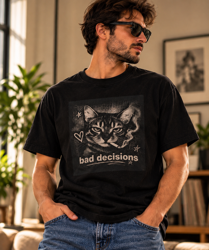 Bad Decisions Cat Graphic T-Shirt