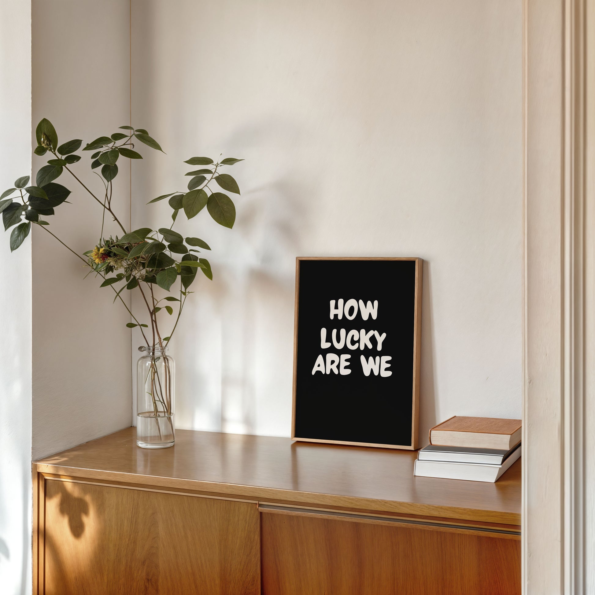 how lucky are we printable wall art minimalist inspirational quote poster