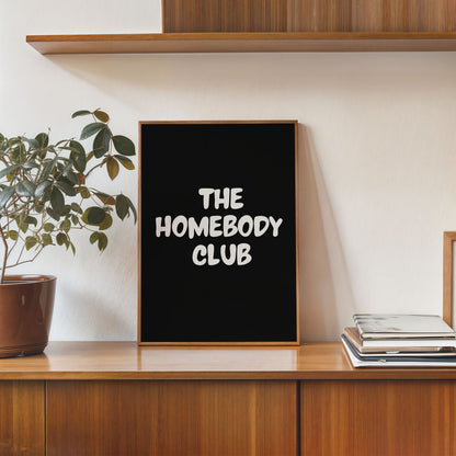 the homebody club wall art minimalist typography poster cozy home decor