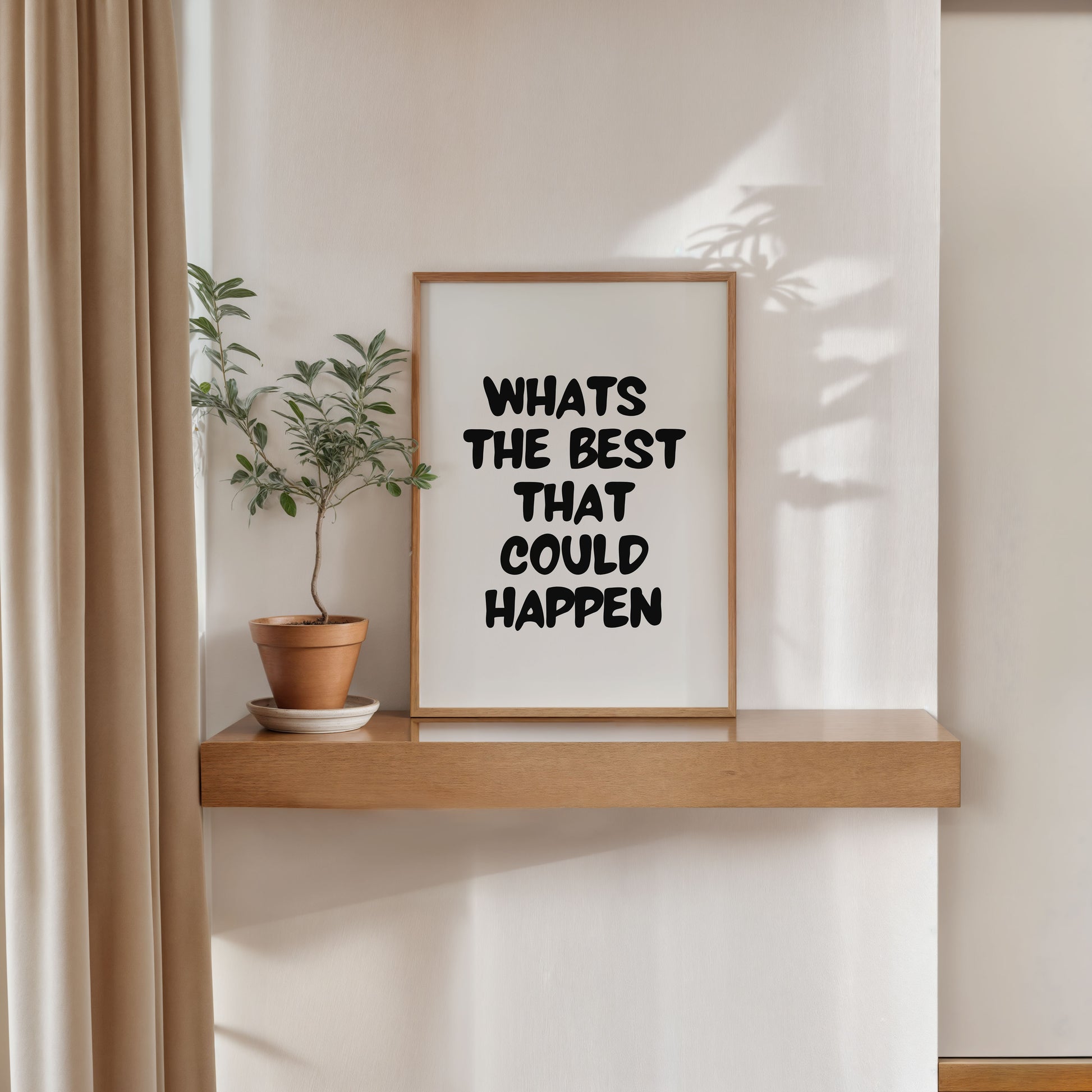 modern motivational wall art whats the best that could happen quote
