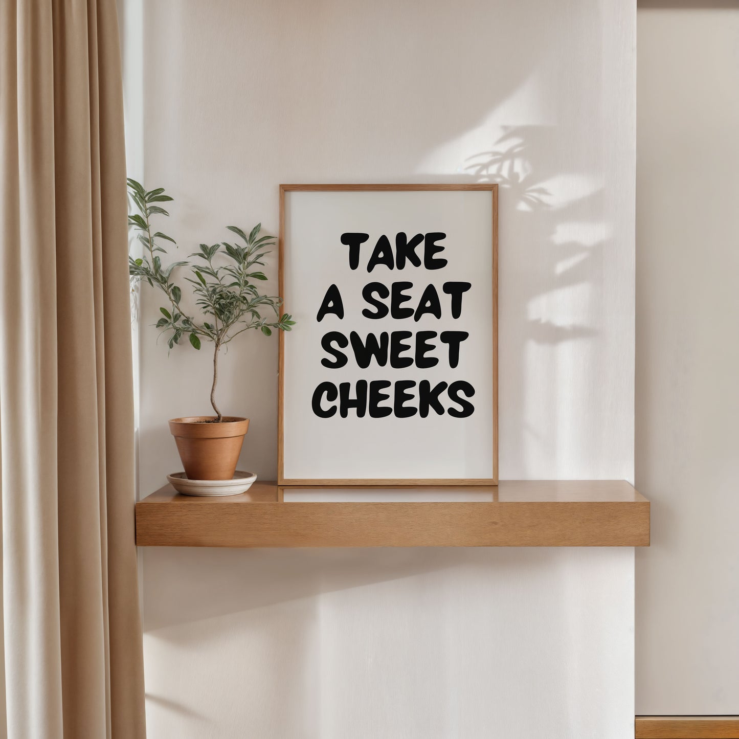 minimalist bathroom wall art take a seat sweet cheeks quote poster
