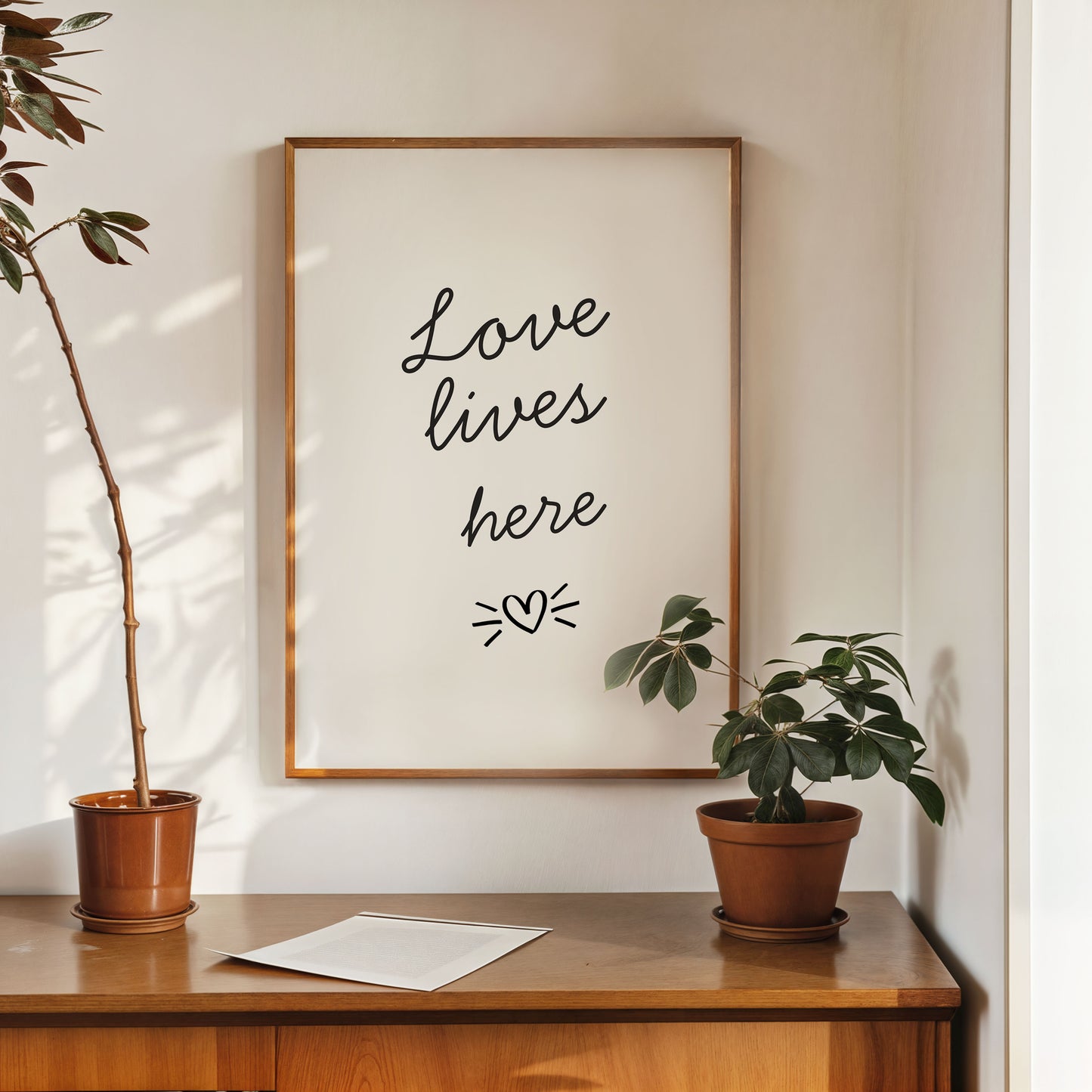 minimalist typography poster love lives here wall decor