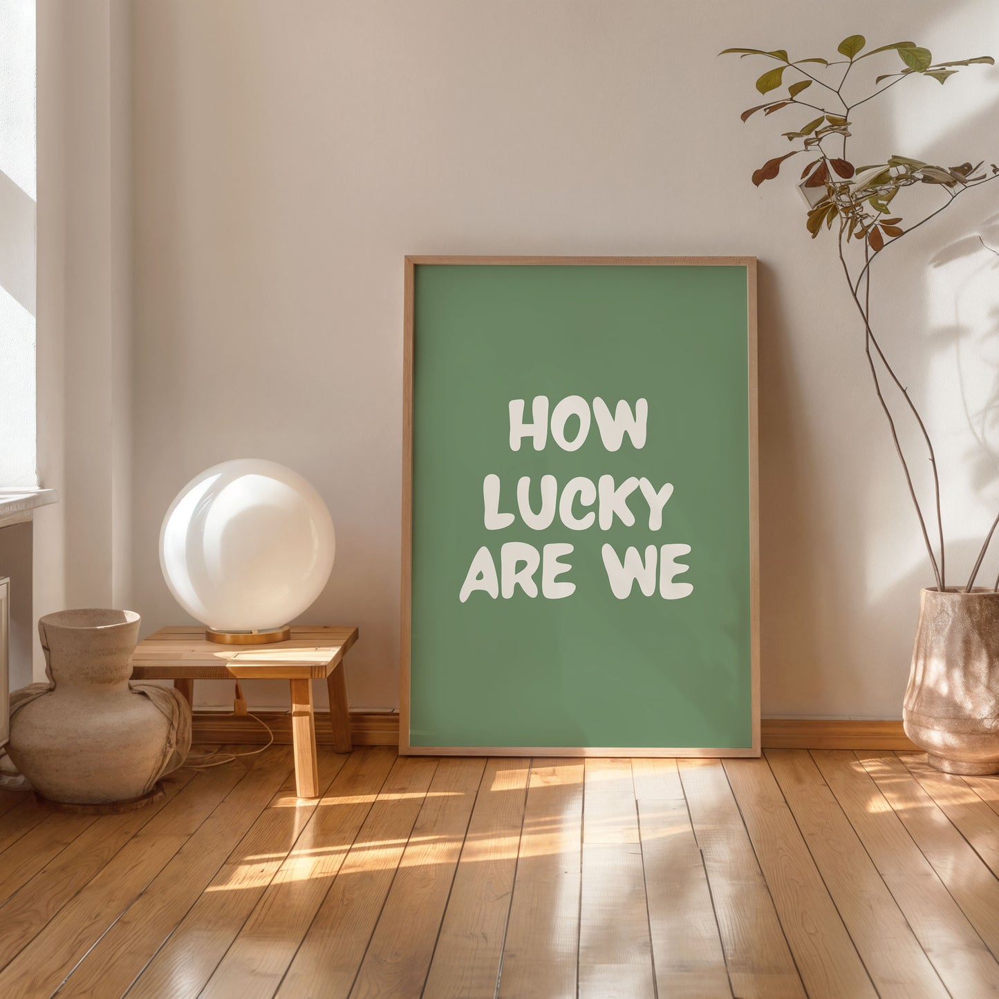 minimalist printable quote poster how lucky are we modern wall decor