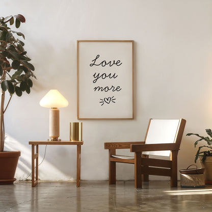minimalist romantic wall decor love you more typography print