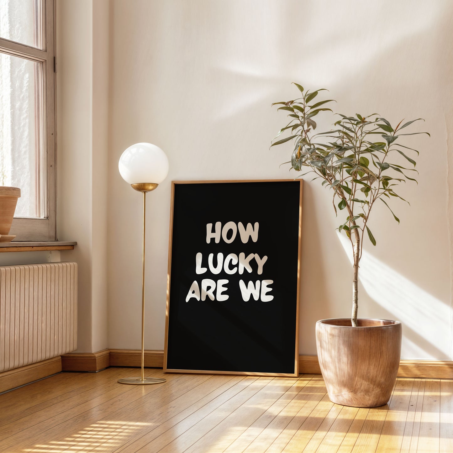 minimalist printable quote poster how lucky are we inspirational wall art