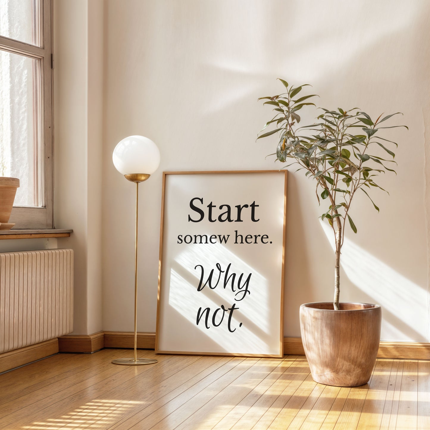 modern inspirational wall art start somewhere why not poster