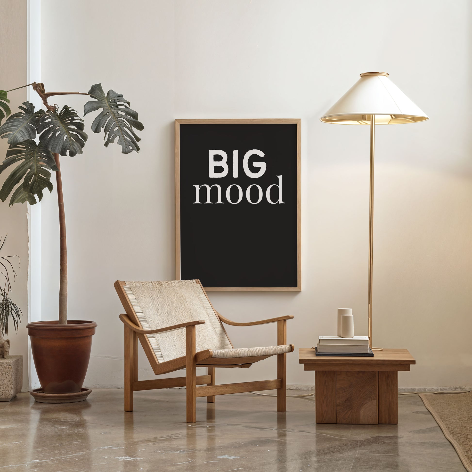 minimalist black and white big mood quote poster