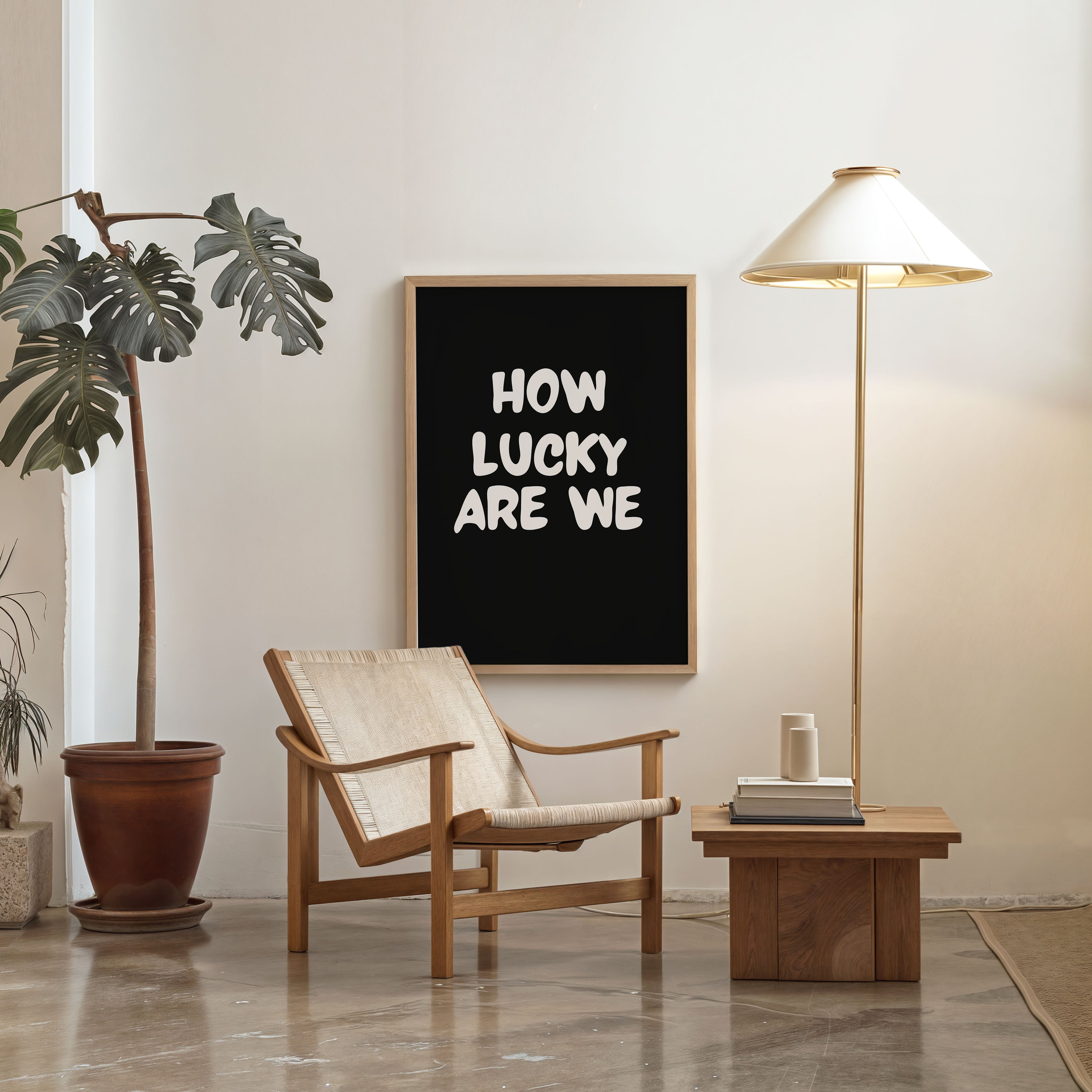 minimalist printable quote poster how lucky are we inspirational wall art