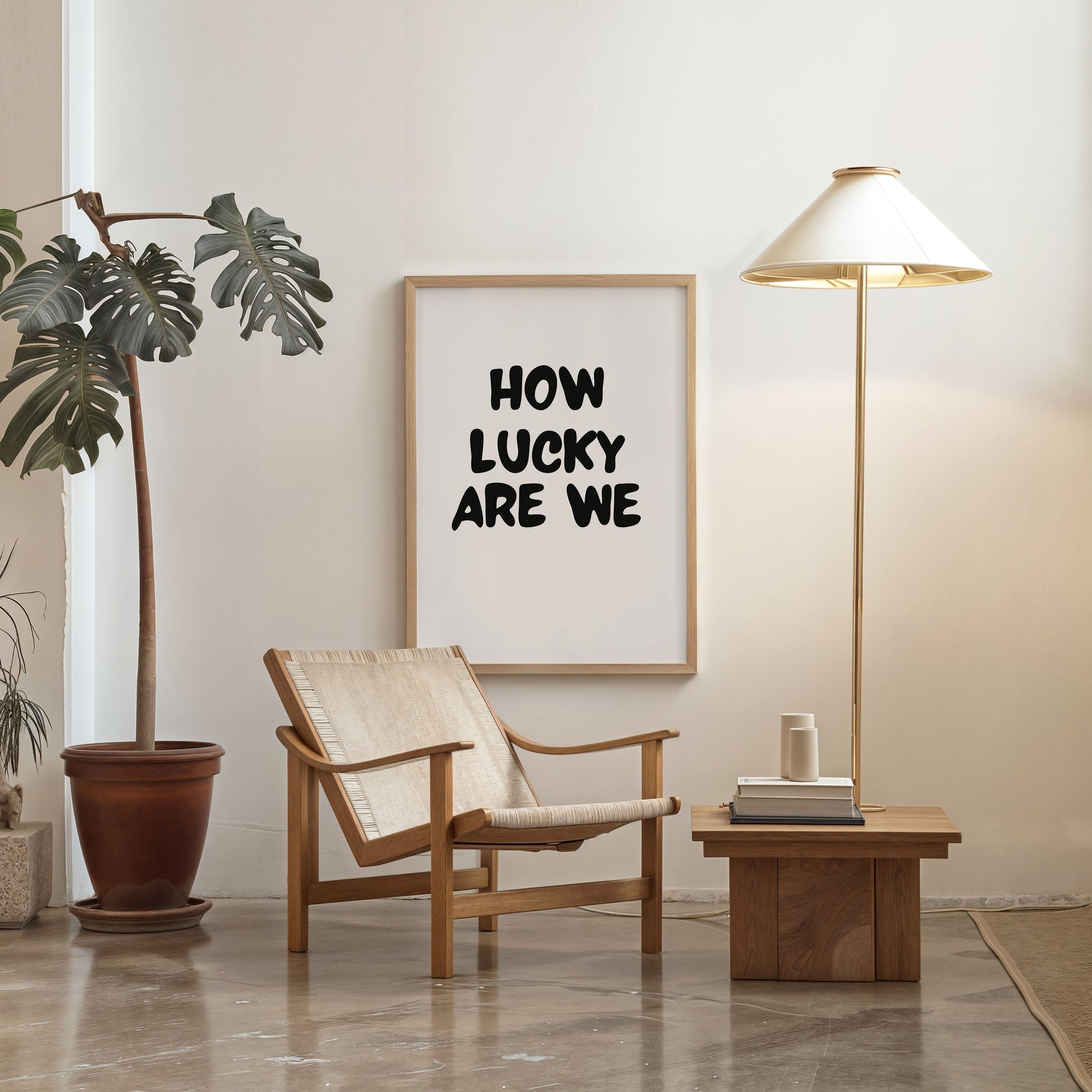 minimalist printable quote poster how lucky are we inspirational wall art