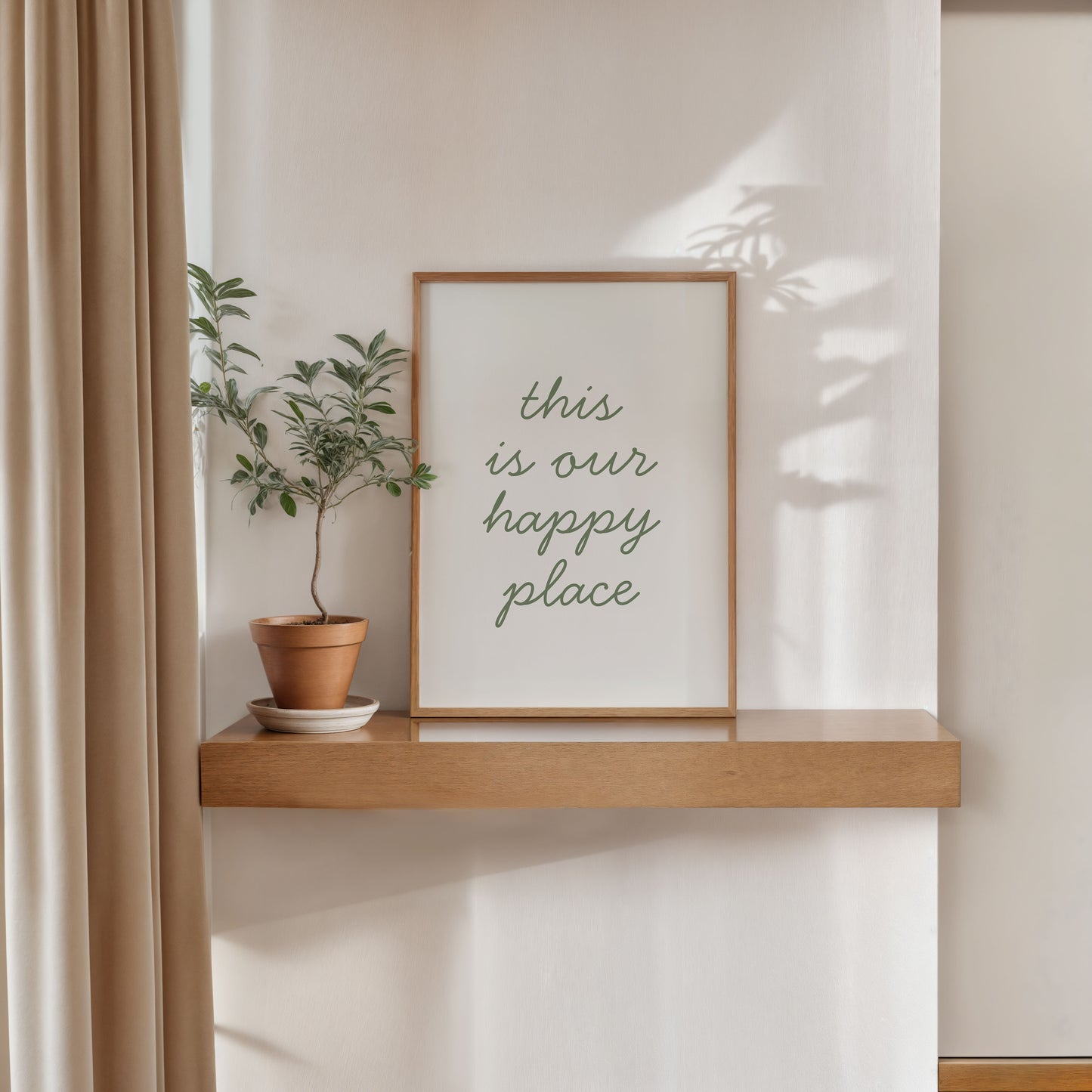 minimalist typography poster this is our happy place quote