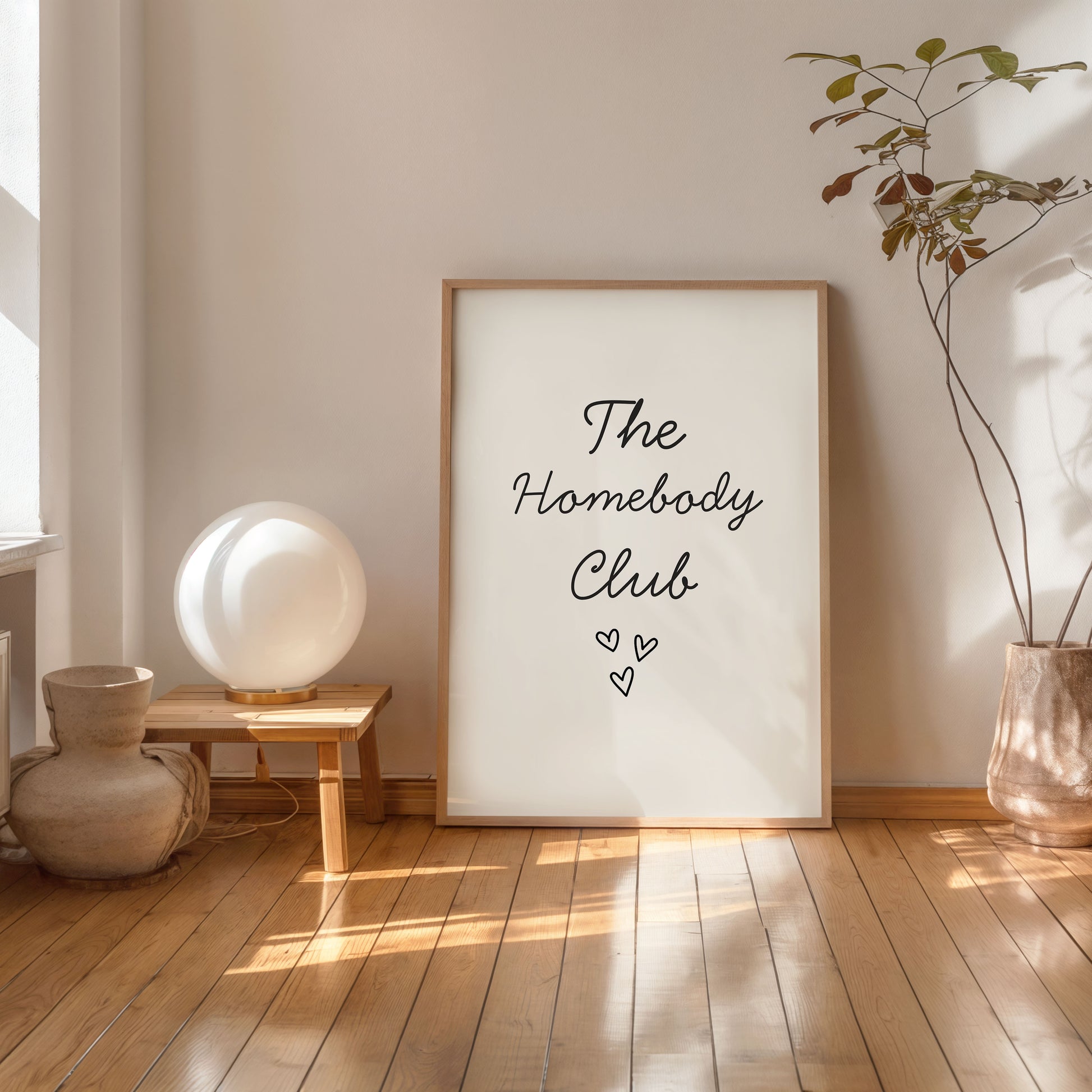 cozy home decor poster with homebody club quote