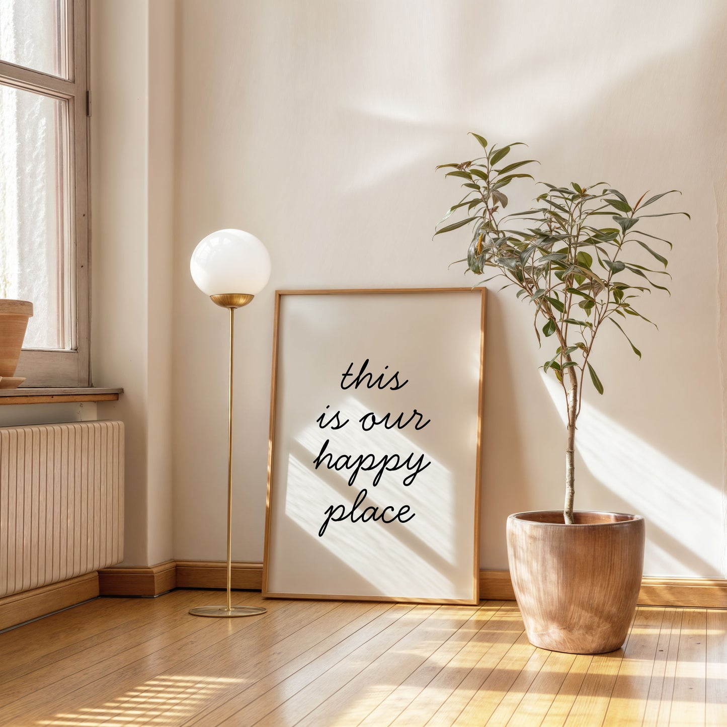 minimalist home decor typography print this is our happy place