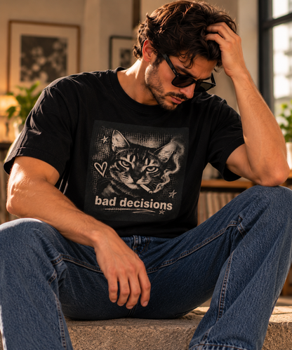 Bad Decisions Cat Graphic T-Shirt